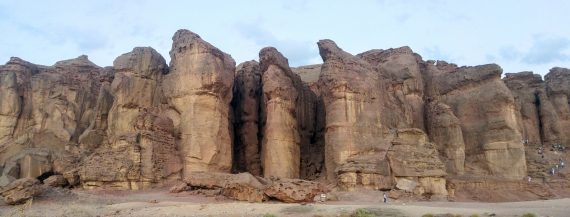 Timna pillars at sunset during yoga Arava